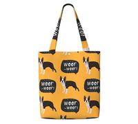 Boston Terrier Puppy Pattern,Reusable Grocery Bags Shopping Tote Bags Large Capacity Canvas Shoulder bag