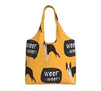 Boston Terrier Puppy Pattern,Reusable Tote Bags Grocery Bags Large Capacity Canvas Shopping Shoulder bag