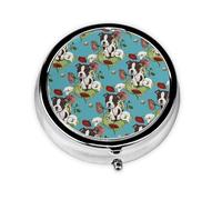 Boston Terrier Puppy Posie with Flowers and BeesMeta Pill Box 3 Compartment Medicine Case,Portable Organizer