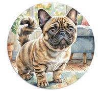 Boston Terrier Puzzle 1000 Piece Jigsaw Round Jigsaws Adults Kids Puzzles Impossible Challenging Games Presents Creative Geometric Challenging And Brainteasing 1000pcs (67.5x67.5cm)