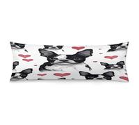 Boston Terrier Red Heart Dog Pillowcase Basics Body Pillow Pillowcase with Zipper Retro Pillows Protector Long Pillow Case Cover for Hot Sleepers and Night Sweats