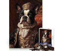 Boston Terrier Renaissance Noble Jigsaw Puzzles for Adults 1000 Mind Exercise Stress Free Fun Crisp Edges Thoughtful Gift (50X75CM)