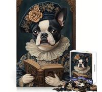 Boston Terrier Renaissance Scholar 1000 Piece Jigsaw Puzzle for Adults Recall Skill Quiet Enjoyment Secure Join Great Gift (50X75CM)