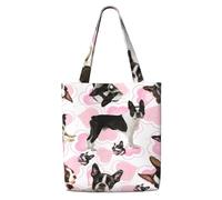 Boston Terrier,Reusable Grocery Bags Shopping Tote Bags Large Capacity Canvas Shoulder bag