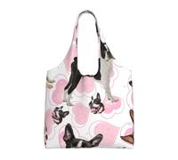 Boston Terrier,Reusable Tote Bags Grocery Bags Large Capacity Canvas Shopping Shoulder bag