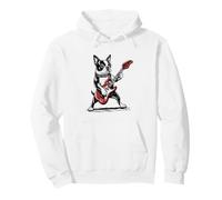 Boston Terrier Rock Style Funny Dog Playing Guitar Rocker Pullover Hoodie