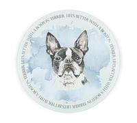 Boston Terrier Round Glass Worktop Saver - Life's Better with a Dog Gift - Textured Kitchen Chopping/Cutting Board Worktop Protector with Non-Slip Feet 30cm x 30cm (12" x 12")