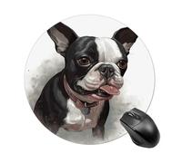 Boston Terrier Round Mouse Pads Non-Slip Rubber Base Mouse Mat Cute Mousepad Funny Computer Desk Accessories for Office Home Gaming Work 7.8 X7.8 Inch