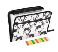 Boston Terrier Seamless Pattern Expanding File Folder A4,13 Pockets File Organiser, Paperwork A4 Plastic Wallet Document Storage Expander for School,Office and Home