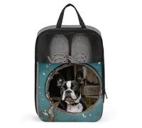 Boston Terrier Shoe Bag Waterproof & Breathable Shoe Pouch for Travel, Portable Carry Case for Sports Sneakers, Gym, Vacation