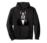Boston Terrier Smoking Funny Formal Bow Tie Dog Pullover Hoodie