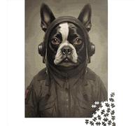 Boston Terrier Soldier 1000 Piece Puzzles For Adults Creative Rectangular Puzzle Wooden Puzzle Puzzle Jigsaw for Friends Family 1000pcs (75x50cm)