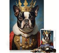 Boston Terrier The King Jigsaw Puzzle for Adults 1000 Pieces Mental Exercise Cozy Pastime Snug Lock Festive Gift (50X75CM)