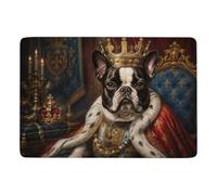 Boston Terrier The King Printed Rug 150 X 100 Cm, Soft Printed for Bedroom | Short pile area rug with PVC dot non slip backing; works well in smaller rooms; for lounge and reading spaces