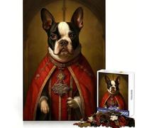 Boston Terrier The Pope Jigsaw Puzzles for Adults1000 Pieces Thought Training Restful Escape Uniform Cut Merry Gift (50X75CM)