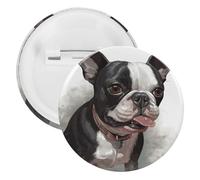 Boston Terrier Tinplate Badge Personalized Round Brooch Large Craft Button Suitable for Teachers, Nurses, Doctors, Staff, Party Gift Accessories, 20pcs, Plastic, plastics