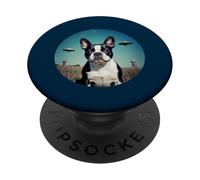Boston Terrier UFOs Aliens Extra Terrestrial UAP flying orb PopSockets Adhesive PopGrip