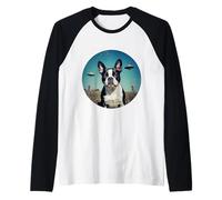 Boston Terrier UFOs Aliens Extra Terrestrial UAP Flying orb Raglan Baseball Tee