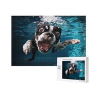 Boston Terrier Underwater Dog,300 Pieces Wooden Jigsaw Family Game Jigsaw Puzzles for Adults Teens Home Decor
