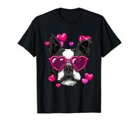 Boston Terrier Valentines Day Shirt Heart Dog Lover Value Graphic T-Shirt, Men, Black, M
