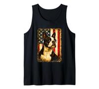 Boston Terrier Vintage American Flag Dog Lover Tank Top