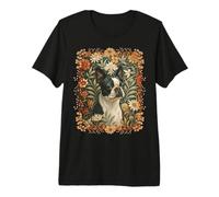Boston Terrier Vintage William Morris Style Floral Premium T-Shirt