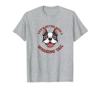 Boston Terrier Wagging Tail Illustration T-Shirt