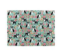 Boston Terrier With Flowers,500 Pieces Puzzles for Adults-Wooden Jigsaw Puzzle for Adults Elderly