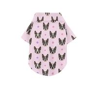 Boston Terrier with Glasses Summer Dog Shirt Vest Button Up Breathable Cool Short Sleeve Pet T-Shirt Puppy Sweatshirt Perfect for Everyday Wear, and Photoshoots L-5XL