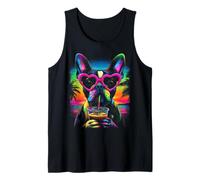 Boston Terrier with Sunglasses Iced Coffee Bostie Dog Summer Tank Top