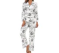 Boston Terrier Women's Pajamas Set Long Sleeve Pj Set Button Down Sleepwear Pajamas Loungewear S