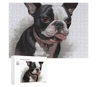 Boston Terrier Wooden Puzzles for Adults 300 PCS Unique Shape Puzzles Wall Art Home Decor for Puzzle Lovers, Family, Friend Creative Gift Toys