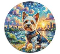 Boston TerrierJigsaw Puzzle 1000 Piece for Adults Round SpectacularCreative Challenge Family Decorations1000pcs (67.5x67.5cm)
