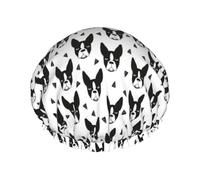 Boston Terriers Black And White Dog Cute Dogs Double Layer Elastic Waterproof Shower Cap Reusable Bath Cap