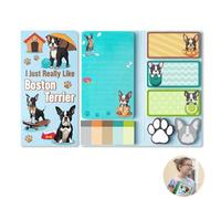 Boston Terrler Sticky Notes Set, 440 Sheet I Just Really Like Boston Terrler Bundle Writing Memo Pads, Cute Cartoon Dog Sticky Notes for Children Home Office School Supplies Page Marker for Teacher St