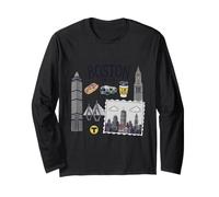 Boston The Hub City Skyline Landmarks Lobster Roll Coffee Long Sleeve T-Shirt