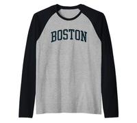 Boston Tshirt Massachusetts MA Vintage Sports Design Raglan Baseball Tee