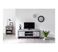 Boston TV Unit Metal & Wood Grey 2 Shelves 2 Doors