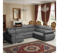 Boston U Modular U Shape Corner Sofa Bed For Living Room Mdf Frame Hr Foam Metal Legs 325X260X85 98Cm Grey Left
