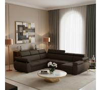 Boston U Modular U Shape Corner Sofa Bed For Living Room Mdf Frame Hr Foam Metal Legs 325X260X85 98Cm Brown Right