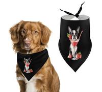Bostons Terrier Strawberry Cocktail Cute Dog Bandana Triangle Adjustable Washable Cat Scarf Pet Accessories