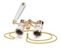 BOSTRON 3X25 Opera Glasses for Women with Adjustable Handle & Chain,BK9 Optical Lens, Vintage Compact Mini Theater Binoculars Adults Kids in Opera Musical Concert-White