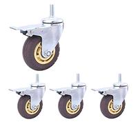 BOSUGE,4 Pcs Thread M12 Heavy Duty Caster Wheels Pneumatic Rubber Silent Swivel Casters For Furniture & Industrial Transport Stem Castors For Cart Trolley (Color : Grey, Size : 3inch M12 2brake+2swi