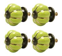 BOSUGE Exquisite ceramic Knob, 4pcs Ceramic Knobs Vintage Knob Drawer Pumpkin Shaped Pull Handle Furniture Door Cabinet Cupboard Wardrobe Dresser Decorative Pink (Color : Green)