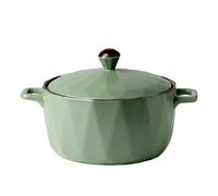 BOSUGE Lasagne Dish Large Deep, Ceramic Round Casserole Dishes With Lids Oven Proof, Ceramic Cooking Pans Handle With Lid-green-35oz 1000ml (Color : Green, Size : 55oz 1600ml)