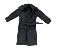BOSWON 1/12 Scale Black Fabric Wired Trench Coat Model for 6" Action Figure Accessory - Coat - 1pc