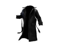 BOSWON 1/12 Scale Sodier Wired Black Faux Leather Trench Coat Model for 6" Figure