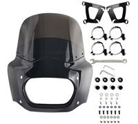BOSYCY Motorcycle Fairing Windshield Kit for 18-23 Harley Softail Fat Bob | 11" Smoked Windscreen w/ Gloss Black Retro Fairing, Fits 48-58mm Forks & Rectangular Headlight Cutout