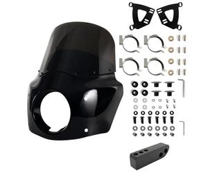 BOSYCY Motorcycle Fairing Windshield Kit For Harley 2006-2017 Dyna Street Bob Super Glide FXD FXDC Low Rider Accessories, 48-58mm Forks 11" Smoked Motorbike Wind-Screen with Extension