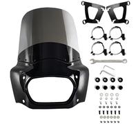 BOSYCY Motorcycle Fairing Windshield Kit, Retro Motorbike 15" Smoked Wind-Screen Black Fairing, 48-58mm Forks Fit for Harley Softail Fat Bob FXFB 2018-2019 114 FXFBS 2018-2023
